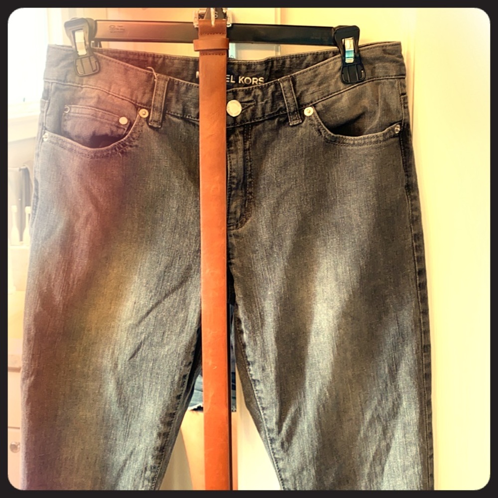 Michael kors grey distressed skinny jeans